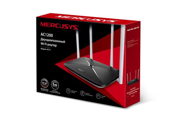  MERCUSYS AC1200 Двухдиапазонный Wi-Fi роутер, до 300 Мбит/с на 2,4 ГГц + до 867 Мбит/с на 5 ГГц,4 фиксированные внешние антенны, 3 порта LAN 10/100 Мбит/с, 1 порт WAN 10/100 Мбит/с