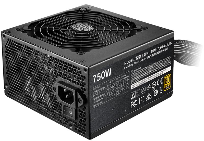 Блок питания Cooler Master MWE Gold 750 V2, 750W, ATX, 120mm, 24pin, 12xSATA, 4xPCI-E(6+2), APFC, 80+ Gold