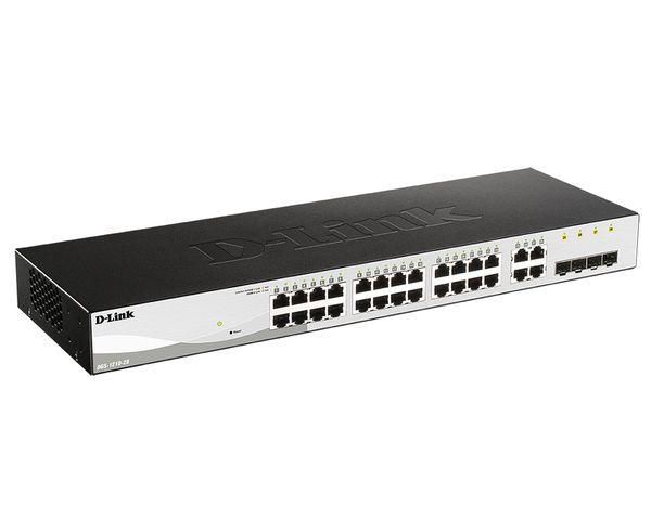 Коммутатор D-Link DGS-1210-28/FL1A, L2 Managed Switch with 24 10/100/1000Base-T ports and 4 100/1000Base-T/SFP combo-ports.8K Mac address, 802.3x Flow Control, 256 of 802.1Q VLAN, VID range 1-4094, 802.1p Prior