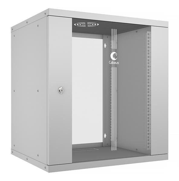  Cabeus WSC-05D-12U55/45 Шкаф телекоммуникационный настенный 19" 12U, серия LIGHT разборный, дверь стекло, цвет серый