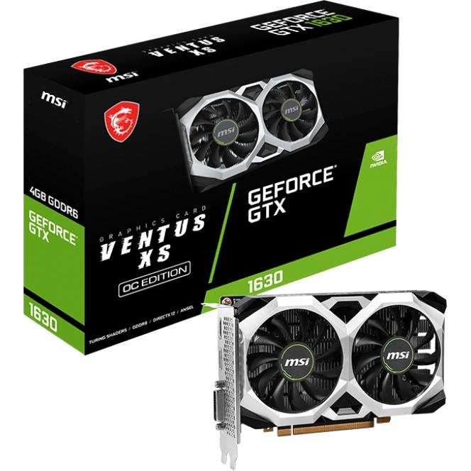 Видеокарта MSI GeForce GTX 1630 VENTUS XS 4G OC VER 10 PCI-E/GeForce GTX 1630 VENTUS XS 4G OC/DL-DVI-D/DP/HDMI/ATX/DUAL FAN/OC/4G G6/268X196X63MM