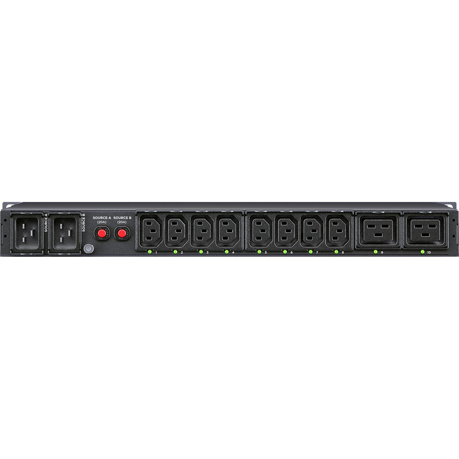 Панель питания распределительная CyberPower ATS CyberPower (PDU20SWHVIEC10ATNET) 1U type, 16Amp,SNMP, plug IEC 320 C20, (8) IEC 320 C13 (2) IEC 320 C19