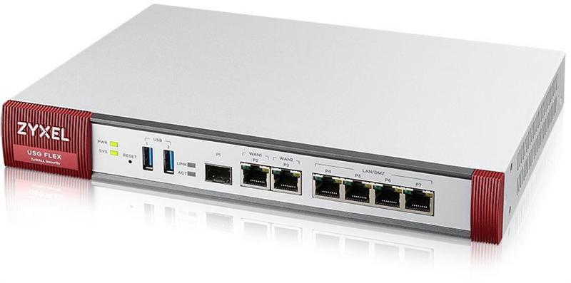  Межсетевой экран Zyxel USG FLEX 200 с подписками на 1 год (AS,AV,CF,IDP, SecuReporter), Rack, 3xWAN GE (2xRJ-45 и 1xSFP), 4xLAN/DMZ GE, 2xUSB3.0, AP Controller (8/40), NebulaFlex Pro !AS+CF временно н