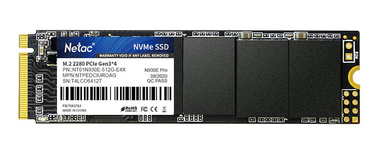 Ssd накопитель Netac SSD N930E Pro 512GB PCIe 3 x4 M.2 2280 NVMe 3D NAND, R/W up to 2080/1700MB/s, TBW 300TB, 3y wty