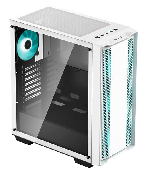 Корпус Deepcool CC560 WH без БП, боковое окно (закаленное стекло), 3x120мм LED вентилятор спереди и 1x120мм LED вентилятор сзади, белый, ATX