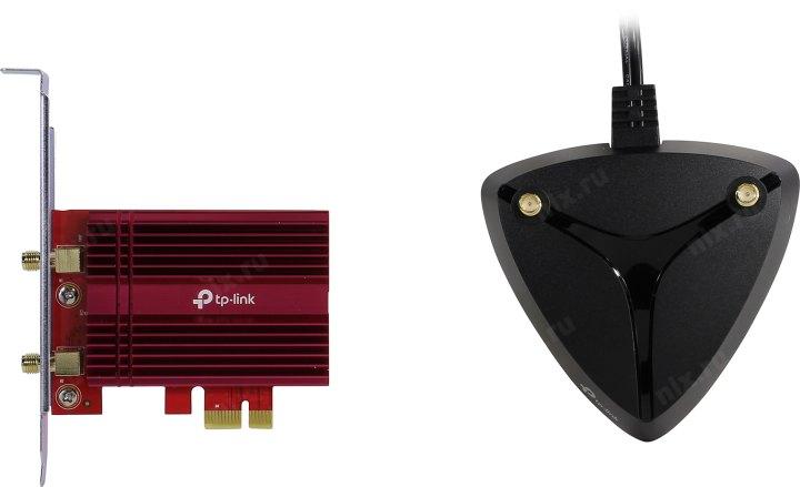  TP-Link Archer TX3000E, AX3000 Двухдиапазонный Wi-Fi 6 Bluetooth-адаптер PCI Express, до 574 Мбит/с на 2,4 ГГц + до 2402 Мбит/с на 5 ГГц, 2 антенны с высоким коэфф. усиления,основание с кабелем