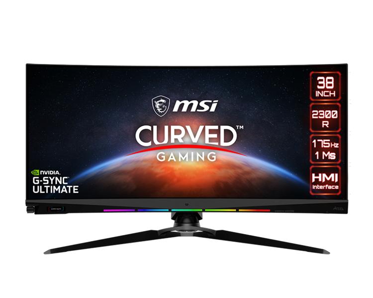 Монитор MSI Optix MEG381CQR PLUS 37.5" 21:9 WQHD(3840x1600)Rapid IPS Curve 2300R,5ms(GTG),1000:1,100M:1,450nit,2xHDMI 2.0,DP 1.4,3xUSB 3.2 Type-A,USB 3.2 Type-B,Webcam,Tilt,Swivel,Height,VESA,175Hz,3y w-ty