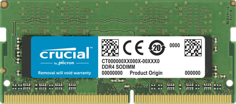 Оперативная память Crucial by Micron  DDR4  32GB 3200MHz SODIMM  (PC4-25600) CL22 2Rx8 1.2V (Retail), 1 year