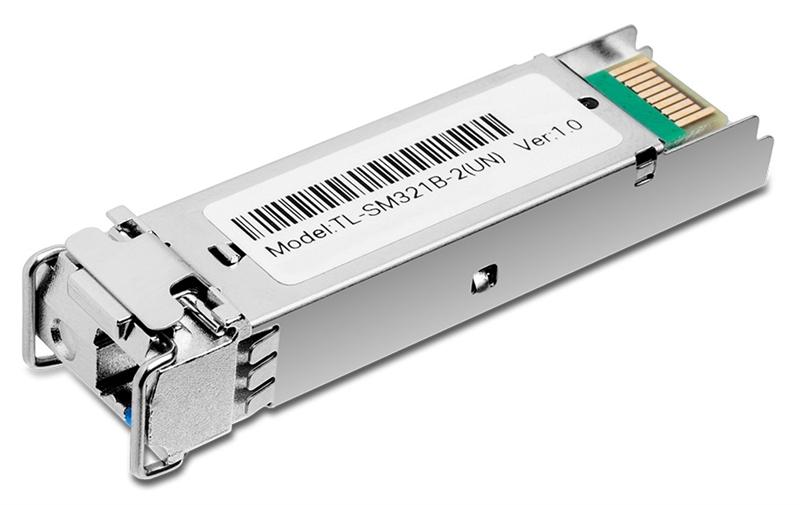  TP-Link 1000Base-BX WDM Двунаправленный SFP-модуль, TX: 1310 нм, RX: 1550 нм, 1 симплексный разъём LC, расстояние передачи до 2 км по кабелю SMF 9/125 мкм (одномодовое волокно)