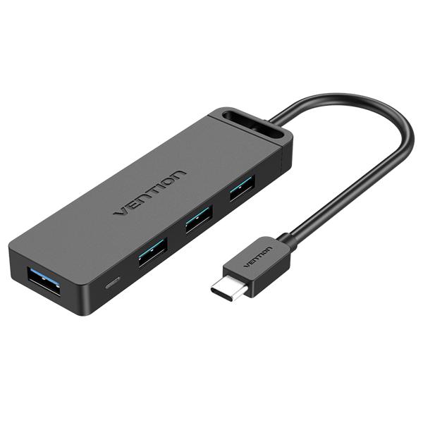 Порт-репликатор Vention Type-C to 4-Port USB 3.0 Hub with Power Supply Black 0.15M ABS Type