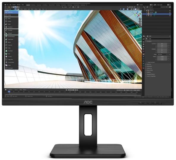 Монитор 23,8" AOC 24P2C 1920x1080 75Гц IPS LED 16:9 4ms HDMI DP USB-C 4*USB3.2 50M:1 1000:1 178/178 250cd HAS Pivot Tilt Swivel Speakers Black