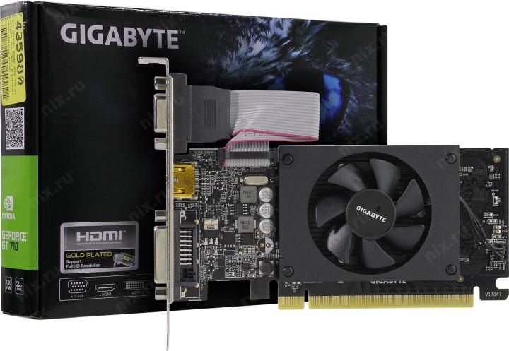 Видеокарта GIGABYTE GT710 2GB LP//GT710, HDMI, DVI, VGA, 2G,D5