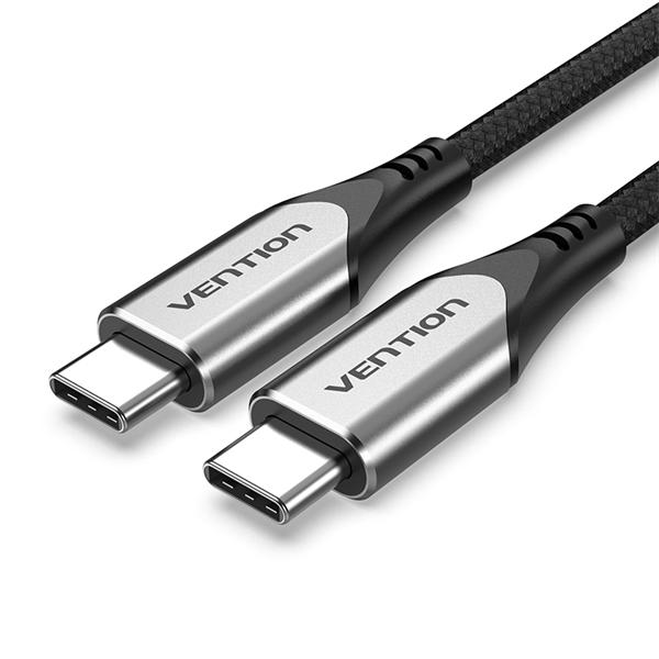 Кабель Vention USB-C to USB-C 3.1 Cable 1M Cotton Braided Gray