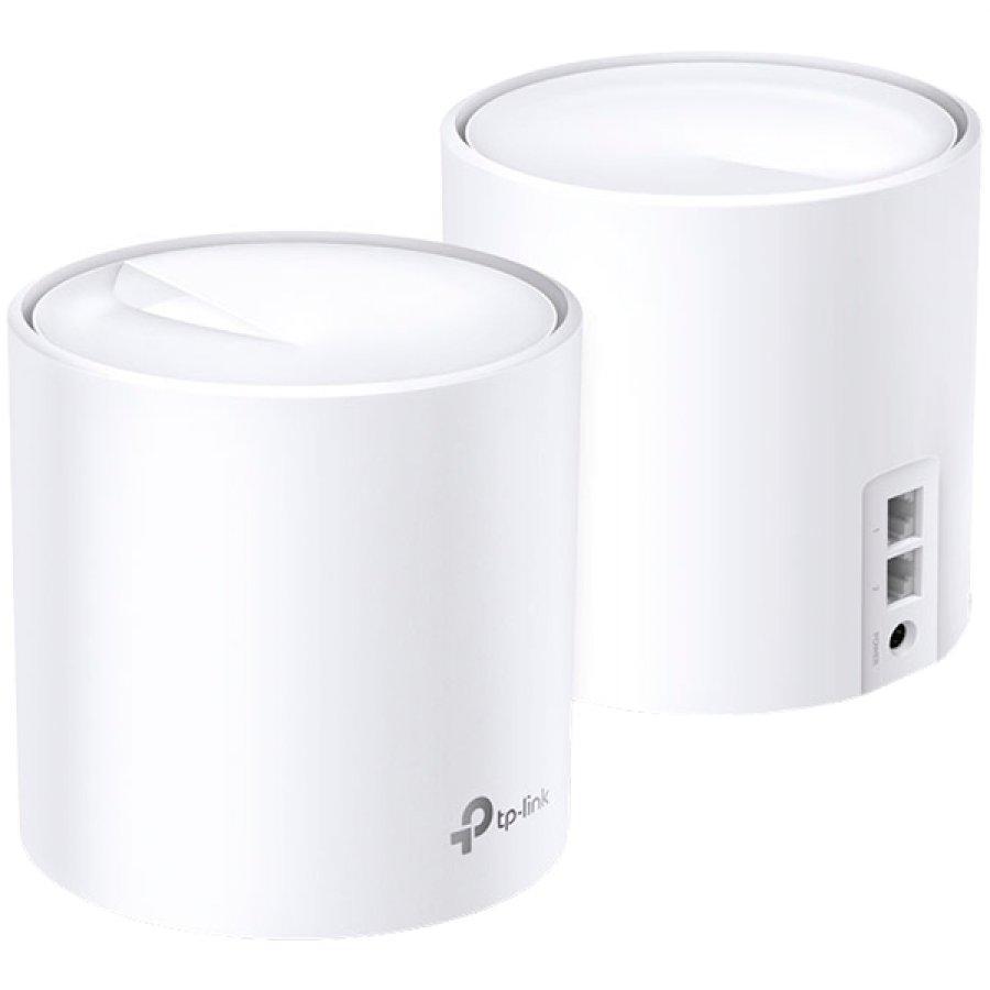  TP-Link Deco X20(2-pack), AX1800 Домашняя Mesh Wi-Fi 6 система, 2 устройства, до 574 Мбит/с на 2,4 ГГц + до 1201 Мбит/с на 5 ГГц, встр. антенны, 2 гиг. порта (WAN/LAN)