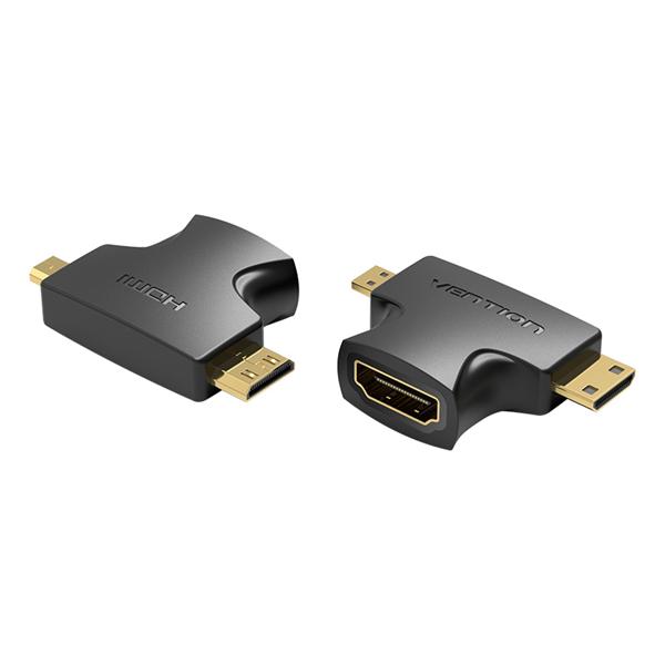 Переходник Vention 2 in 1 Mini HDMI and Micro HDMI Male to HDMI Female Adapter Black