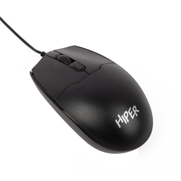 Мышь HIPER WIRED MOUSE OM-1100, USB, 1600dpi, 4but, 1.8m, black