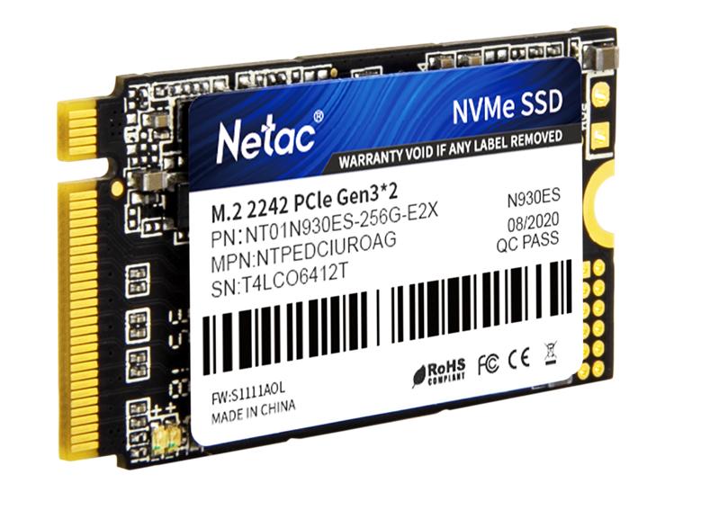 Ssd накопитель Netac SSD N930ES 256GB PCIe 3 x2 M.2 2242 NVMe 3D NAND, R/W up to 1650/1260MB/s, TBW 150TB, 3y wty