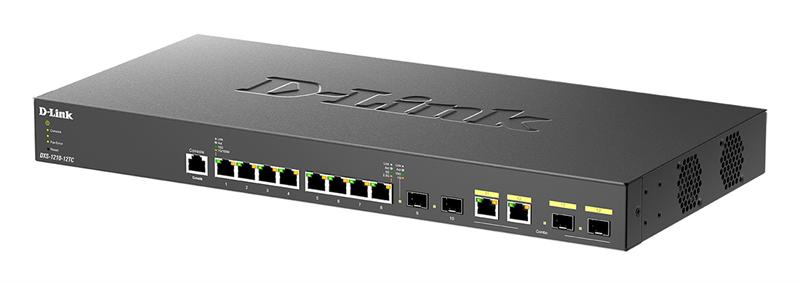 Коммутатор D-Link DXS-1210-12TC/B1A, PROJ L2+ Smart Switch with 8 10GBase-T ports and 2 10GBase-T/SFP+ combo-ports and 2 10GBase-X SFP+ ports.16K Mac address, 240Gbps switching capacity, 802.3x Flow Control, 802