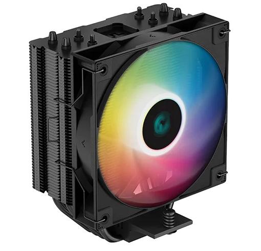 Кулер для процессора DEEPCOOL AG400 BK ARGB LGA1700/1200/115X/AM5/AM4 (18шт/кор, TDP 220W, PWM, ARGB Fan 120mm, 4 тепл. Трубки, черный) RET