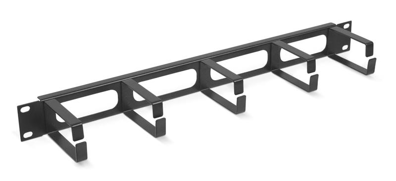  Cabeus JB08-1U-BK Кабельный органайзер горизонтальный 19" 1U, 5 колец, металлический, цвет черный (RAL9004)